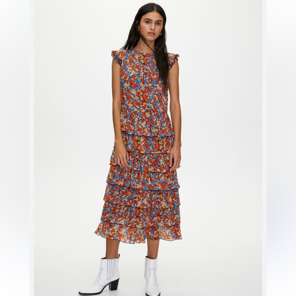 Aritzia Little Moon Rarity Floral Tiered Midi Dress